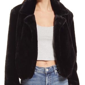 BLANKNYC CROPPED FAUX FUR JACKET